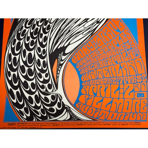 482 - An Original 1967 The Byrds Moby Grape Fillmore Winterland First Printing Concert Poster. 35.5x56cm