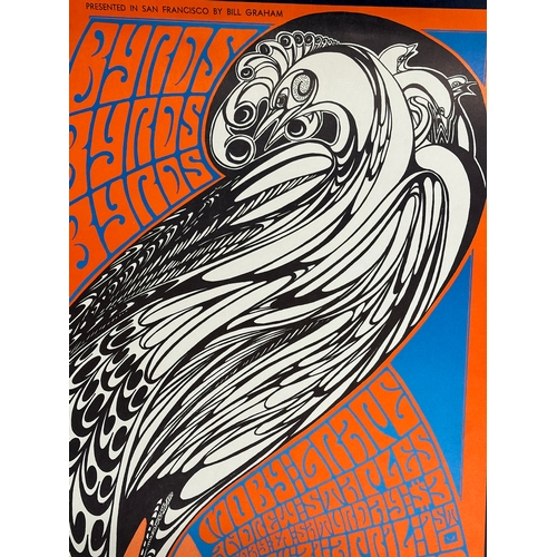 482 - An Original 1967 The Byrds Moby Grape Fillmore Winterland First Printing Concert Poster. 35.5x56cm