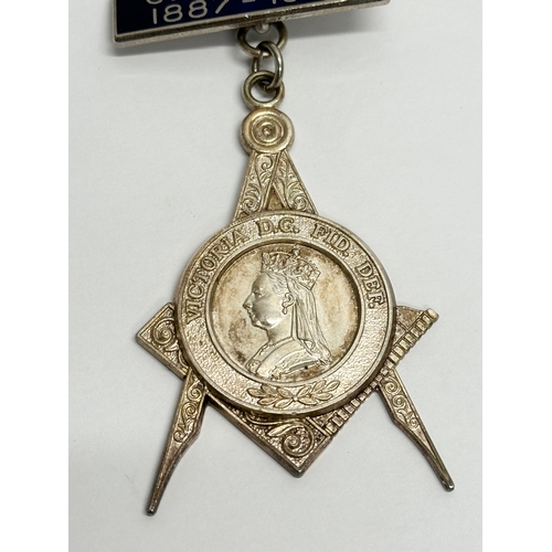 477B - A silver Masonic medal and other.