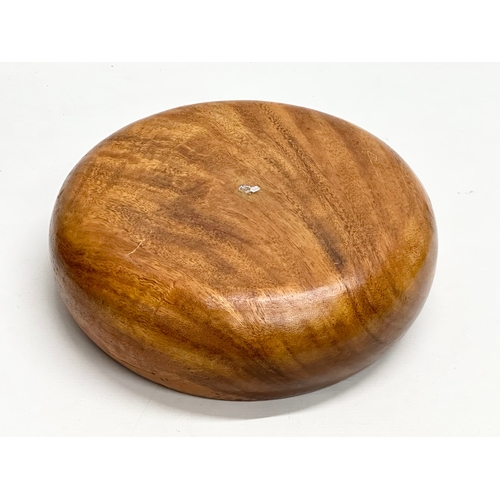 225C - A large teak bowl with wooden fruit. 30x11cm