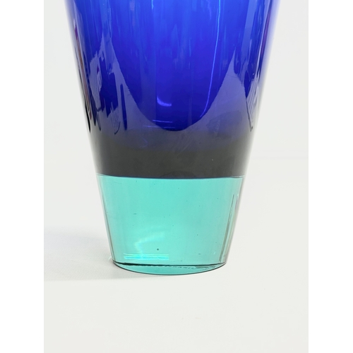 72 - A large Danish cobalt blue glass vase. Finansforbundet. 37cm