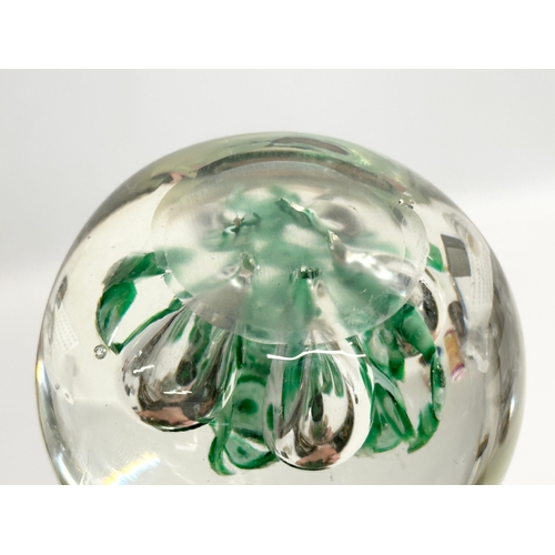 181 - A Mid 20th Century Japanese art glass vase. Bristol Green handkerchief with a millefiori style base.... 