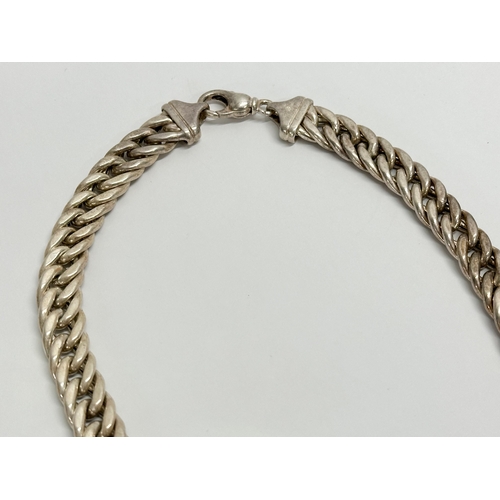 483 - A thick silver necklace. 925. Stamped B.B. 59.85 grams.