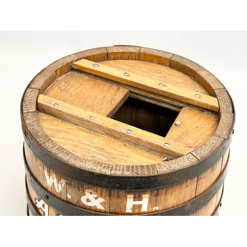 60 - A Williams & Humbert oak Dry Sherry barrel dispenser. Alamo Dry Sherry. With brass tap. 27x20cm