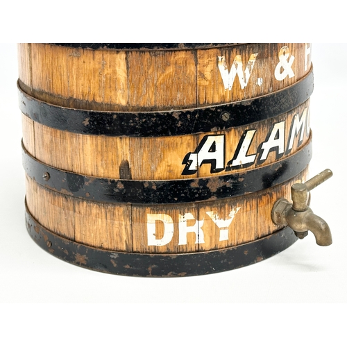 60 - A Williams & Humbert oak Dry Sherry barrel dispenser. Alamo Dry Sherry. With brass tap. 27x20cm