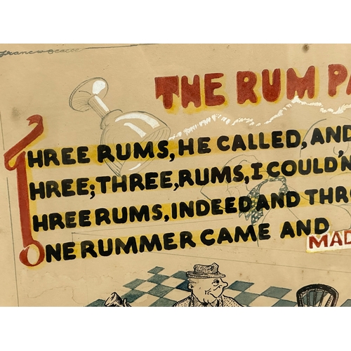 97 - A signed pen and wash “The Rum Party” Early/Mid 20th Century. Cartoonist artwork. 54x38cm