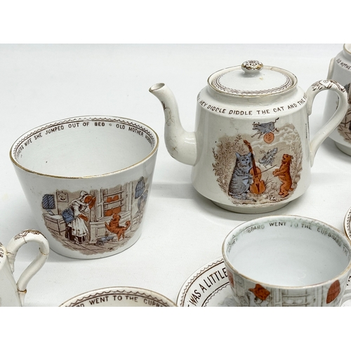 62 - An 11 piece Late 19th Century Whittaker & Co ‘Nursery Rhymes’ tea service. Hanley. Circa 1888.