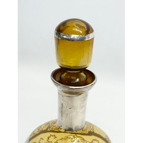 413 - A Mid 20th Century Venetian amber glass decanter. 27cm