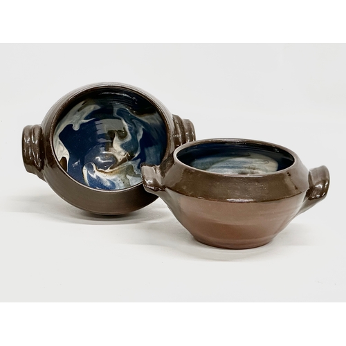 416 - Terrybaun. A pair of Irish glazed stoneware, studio pottery bowls by Terrybaun. County, Mayo. 16x14x... 