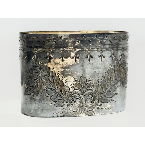 409 - A Late 19th Century Victorian silver plated and leather bound hip flask. 16cm