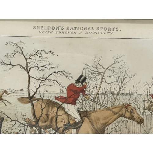 102 - Henry Alken (1785-1851) A set of 4 Early 19th Century coloured hunting etchings. Sheldon’s National ... 