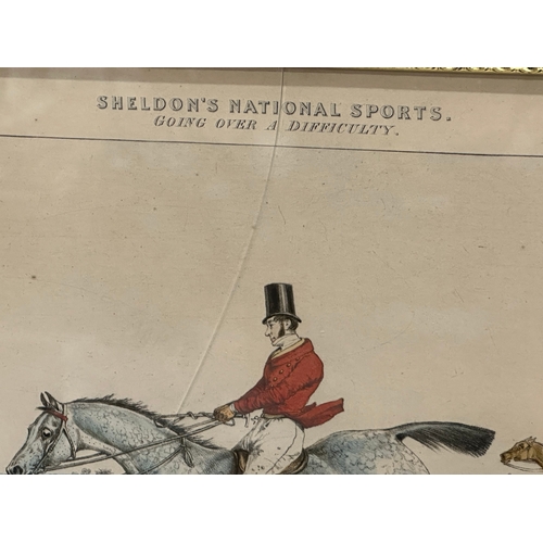 102 - Henry Alken (1785-1851) A set of 4 Early 19th Century coloured hunting etchings. Sheldon’s National ... 