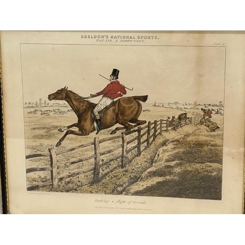 102 - Henry Alken (1785-1851) A set of 4 Early 19th Century coloured hunting etchings. Sheldon’s National ... 