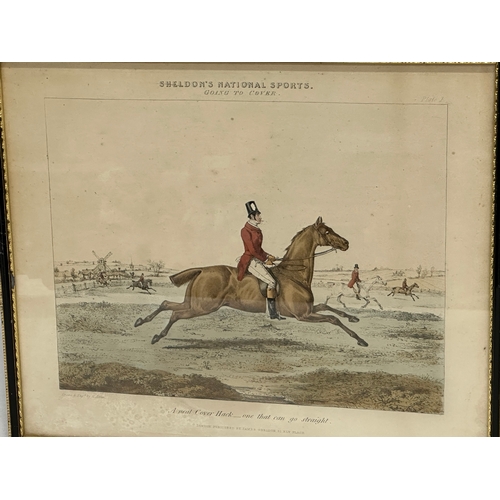 102 - Henry Alken (1785-1851) A set of 4 Early 19th Century coloured hunting etchings. Sheldon’s National ... 