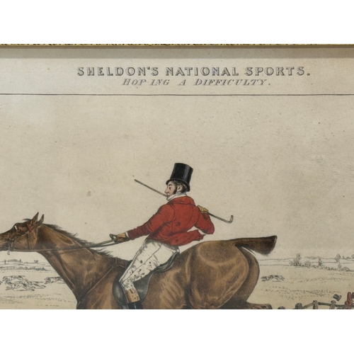 102 - Henry Alken (1785-1851) A set of 4 Early 19th Century coloured hunting etchings. Sheldon’s National ... 