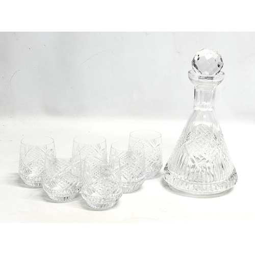 436 - A Tyrone Crystal “Slieve Donard” whiskey drinks set. A decanter and 6 matching whiskey glasses.