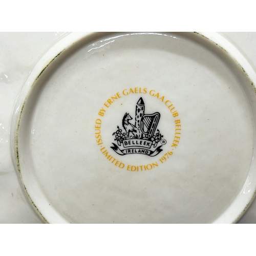 459 - A Limited Edition Belleek Pottery Ernest Gaels plate with box. GAA Club, Belleek 1976. 22.5cm