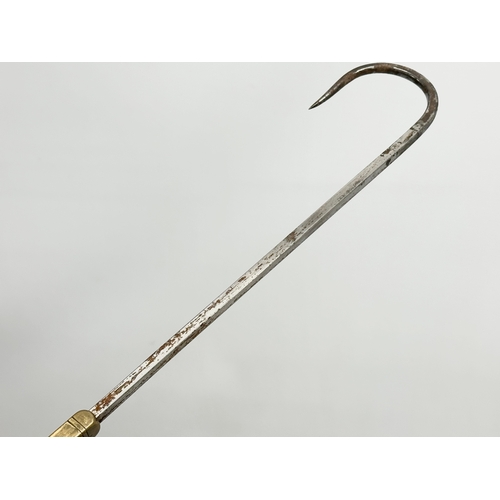 105 - An Early 20th Century Hardy’s telescopic brass fishing gaff. 87cm. 63cm. 37cm.