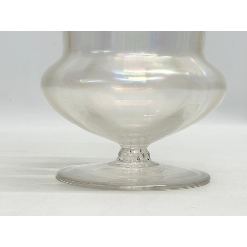 85 - John Walsh. A Late 19th Century iridescent glass footed vase. By John Walsh. 16x15.5cm.