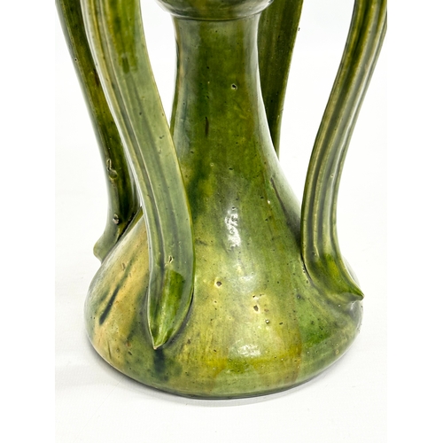 87 - An Early 20th Century Belgian Art Nouveau glazed stoneware vase. Circa 1900-1930. 14x14x24cm.