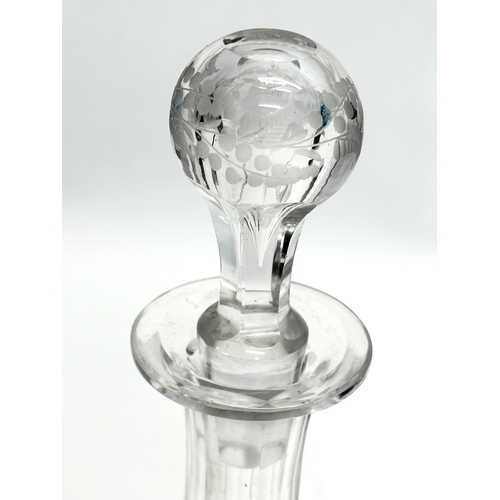 92 - A 19th Century Victorian glass decanter with etched star and draped curtain pattern bowl. 28cm