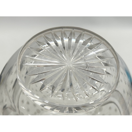 92 - A 19th Century Victorian glass decanter with etched star and draped curtain pattern bowl. 28cm