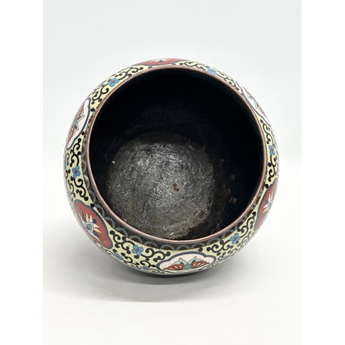 27 - A Late 19th Century cloisonné enamelled jardiniere/planter. 22x19cm.