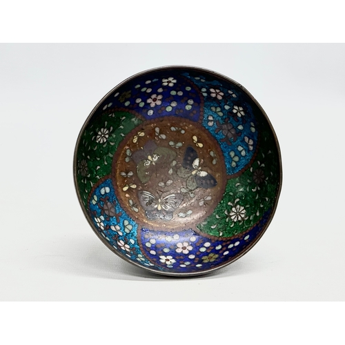 28 - A Late 19th Century Japanese cloisonné enamelled bowl. Meiji Period (1868-1912) 12x4.5cm.