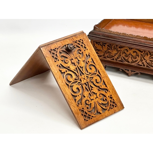 41 - A Late 19th Century carved fretwork dressing box. 27x20x14cm.