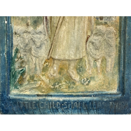 9 - Compton Pottery. An Early 20th Century wall plaque by Compton Pottery. A Little Child Shall Lead The... 