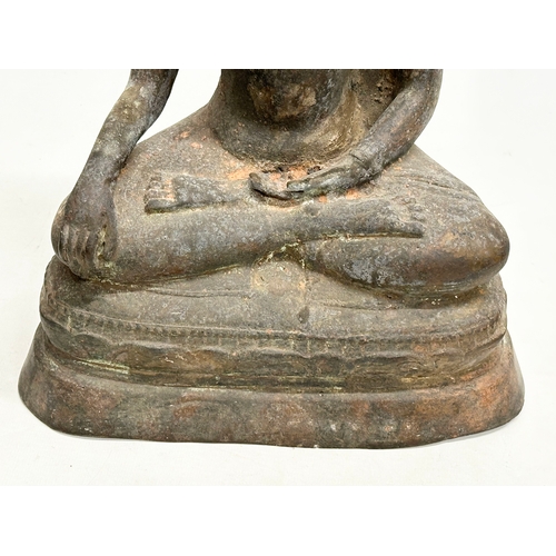 11 - A large 19th Century Thai bronze seated Buddha statue. 25x15x36cm.