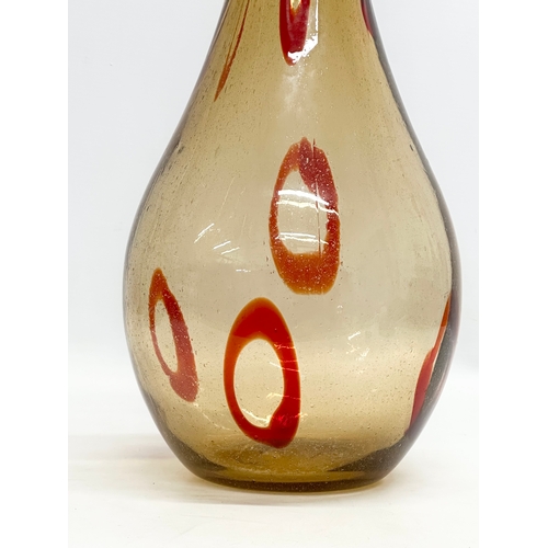 187 - A large Mid 20th Century hand blown floor vase. 80.5cm.