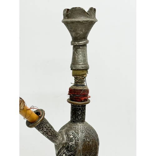 16 - A 19th Century Burmese engraved silver over copper Hookah Shisha pipe.