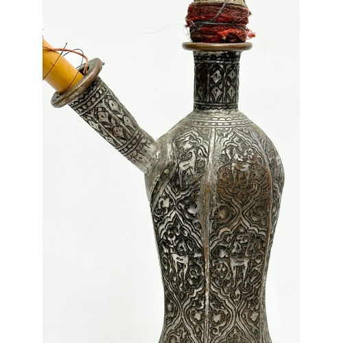 16 - A 19th Century Burmese engraved silver over copper Hookah Shisha pipe.