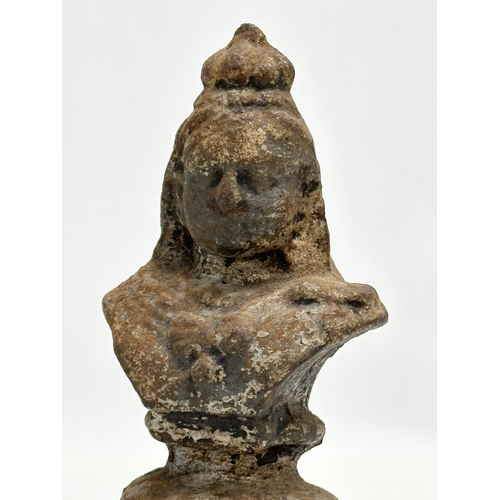 169 - A Victorian cast iron bust finial. 15cm.