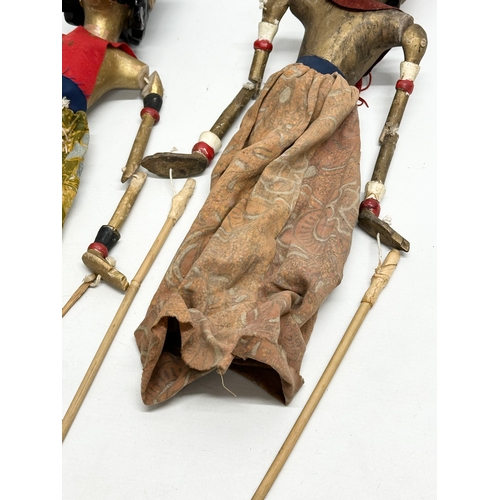 17 - 2 Early 20th Century Wayang Golek puppet dolls. 57cm