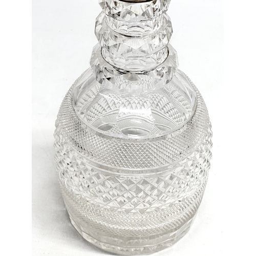 40 - Silver mounted. A Late 19th Century 3 ring glass decanter. Faded mark. London. 27.5cm.