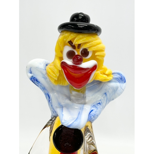 458 - A Mid 20th Century Murano Glass clown guitar player figure. 25.5cm