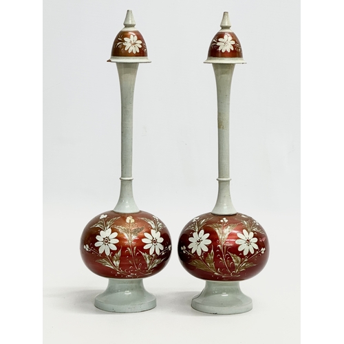 222 - A pair of Late 19th/Early 20th Century wooden garnitures. 28cm