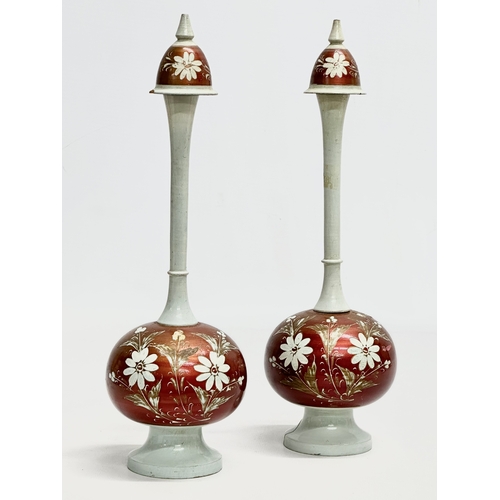 222 - A pair of Late 19th/Early 20th Century wooden garnitures. 28cm