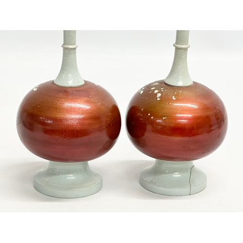 222 - A pair of Late 19th/Early 20th Century wooden garnitures. 28cm