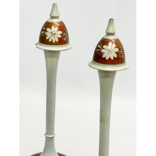 222 - A pair of Late 19th/Early 20th Century wooden garnitures. 28cm