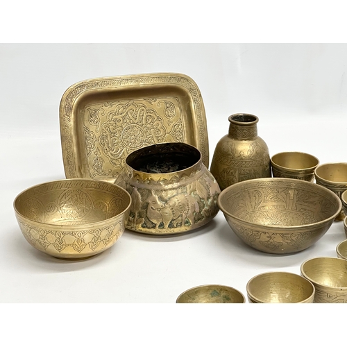 230 - A collection of 19th and Early 20th Century Cairo Ware/Far Eastern brassware.