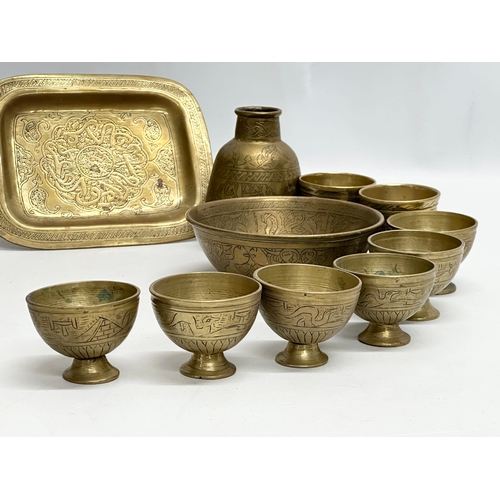 230 - A collection of 19th and Early 20th Century Cairo Ware/Far Eastern brassware.