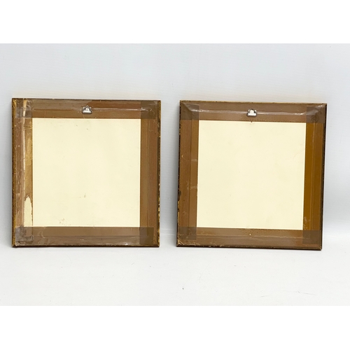 450 - A pair of framed vintage ceramic tiles. 19.5x19.5cm.