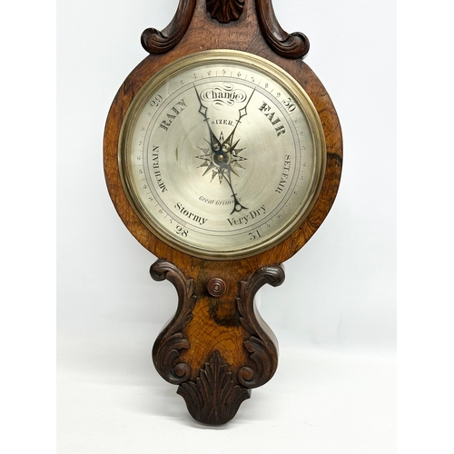 252 - A good quality Late William IV rosewood barometer. 32x104cm.