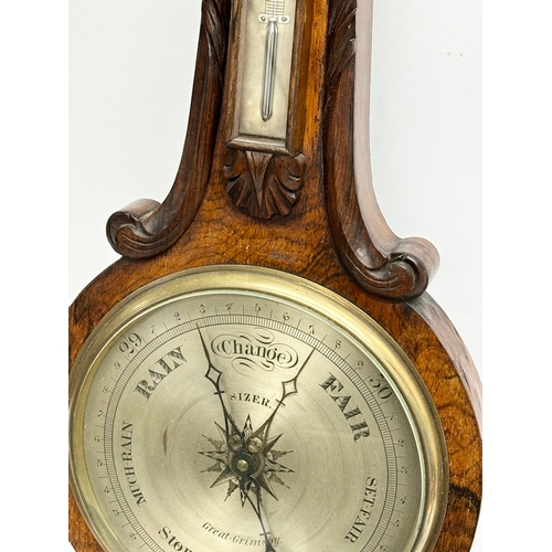 252 - A good quality Late William IV rosewood barometer. 32x104cm.