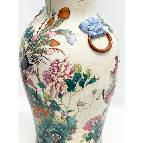 15 - A large Late Qing Dynasty Chinese Famille Rose pot. Decorated with hand painted peacocks, lotus leav... 