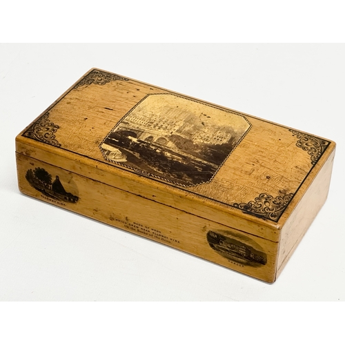 552 - An Early 20th Century card box. Edinburgh, made of wood which grew near Alloway Kirk. 17x9x4.5cm.