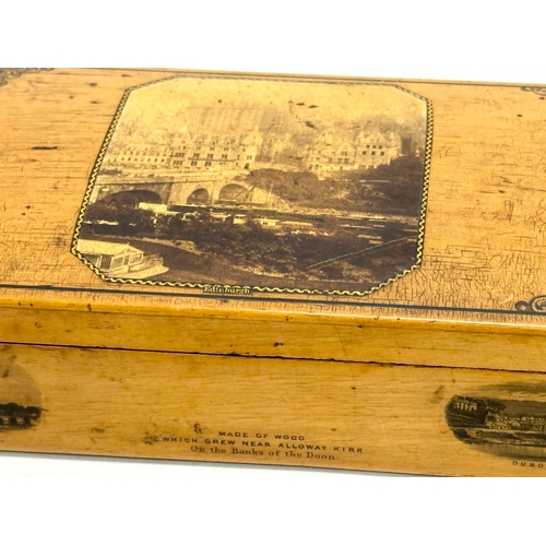 552 - An Early 20th Century card box. Edinburgh, made of wood which grew near Alloway Kirk. 17x9x4.5cm.